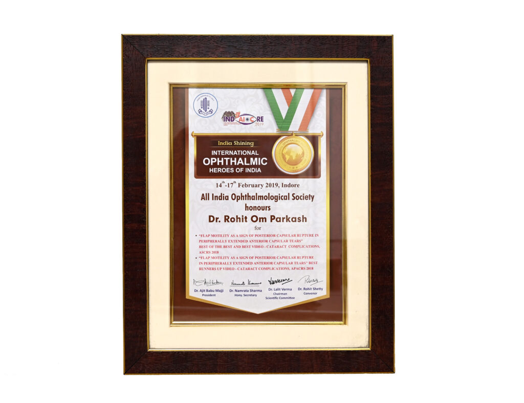 International ophthalmic hero award at All India Ophthalmological Society